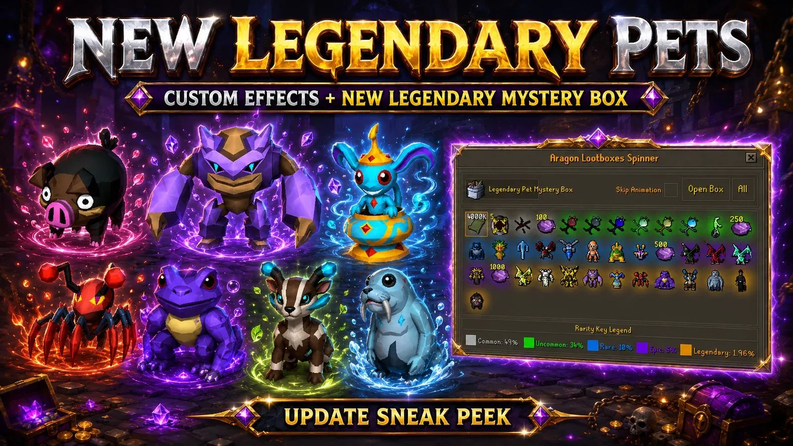 Official Legendary Pets, Cosmetic Pet Slot & New Trophy update banner